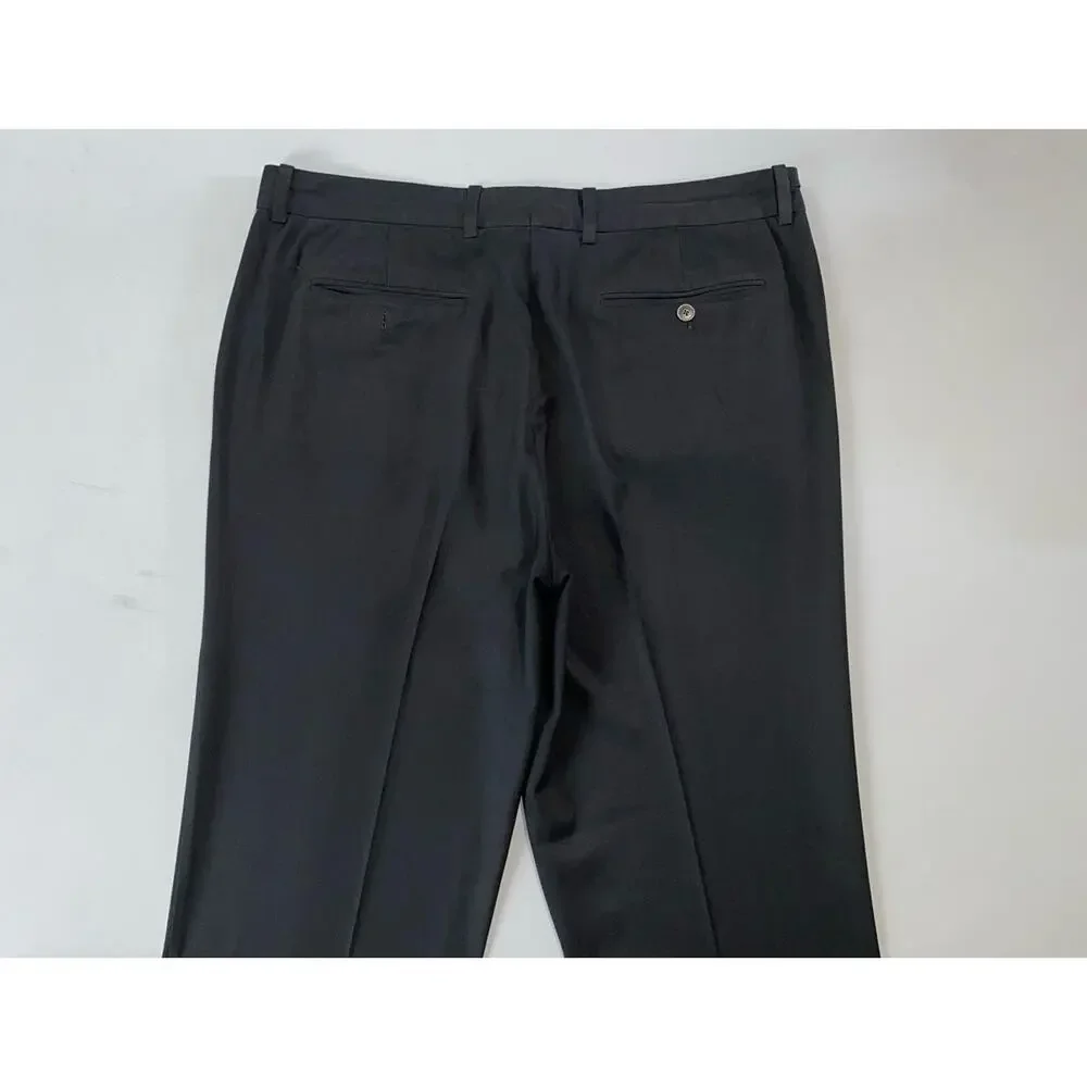 Tommy Bahama Flat Front Silk/Cotton Chino Pants. Black, Metal Logo. Men's 36X32.